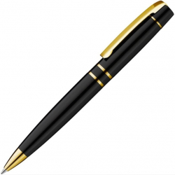 Ручка UMA VIP GO. Металлическая глянцевая поверхность, клип, декоративные вставки и наконечник позолоченные.