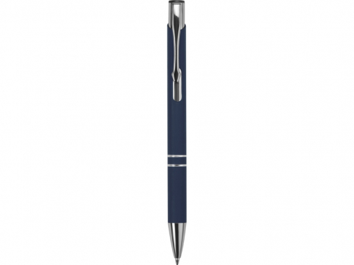 Ручка алюминиевая, шариковая с покрытием soft-touch. Цвет темно-синий