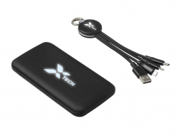 Набор из внешнего аккумулятора и универсального кабеля с подсветкой лого «Reserve LED», 10000mAh Набор из внешнего аккумулятора и универсального кабеля с подсветкой лого «Reserve LED», 10000mAh