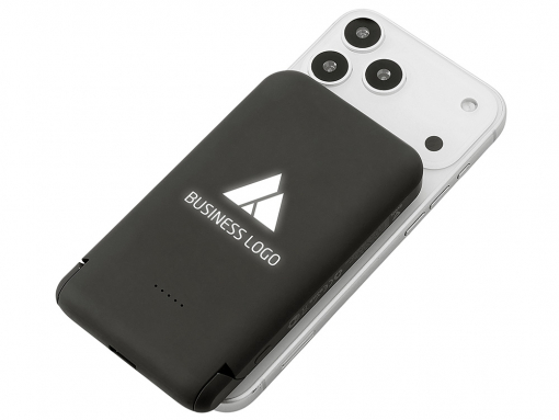 Беспроводной внешний аккумулятор с подсветкой лого и подставкой «Magflash», 10000 мАч, 15 Вт