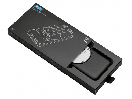 Магнитный беспроводной внешний аккумулятор со встроенными кабелями «Мэни», 10000 мАч