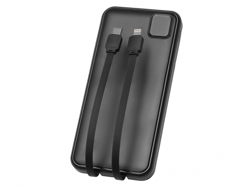 Внешний аккумулятор со встроенными кабелями «Фрэйм», 10000 мАч