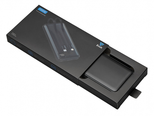 Внешний аккумулятор со встроенными кабелями «Фрэйм», 10000 мАч