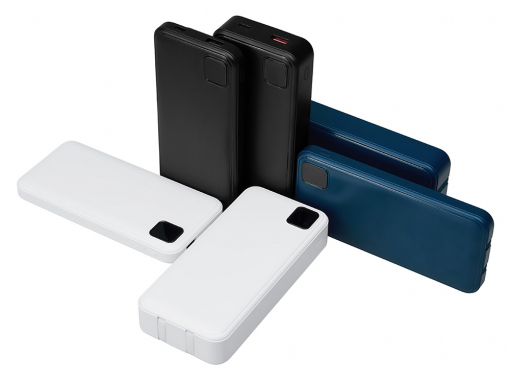 Внешний аккумулятор со встроенными кабелями «Фрэйм», 10000 мАч