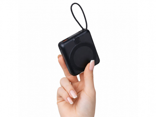 Магнитный беспроводной внешний аккумулятор c подсветкой лого «Энчант», 10000 мАч